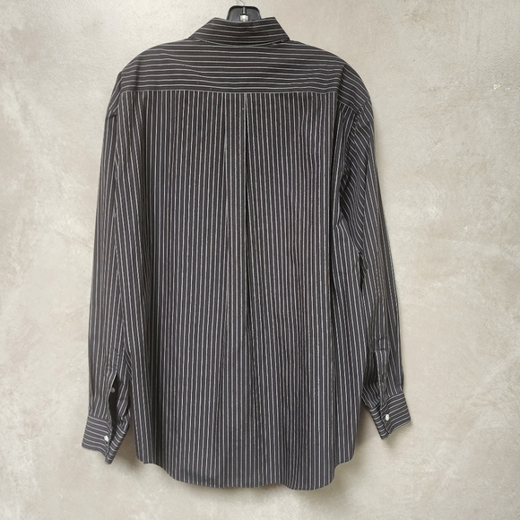 Roundtree & Yorke Gold Label Mens Stripe Shirt Long Sleeve Button Front Sz L - Picture 4 of 11